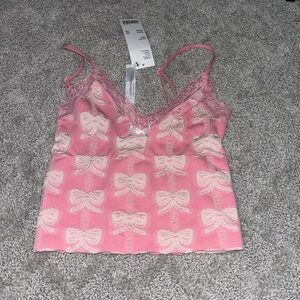 Urban Outfitters Pink Bow Lace Chemise